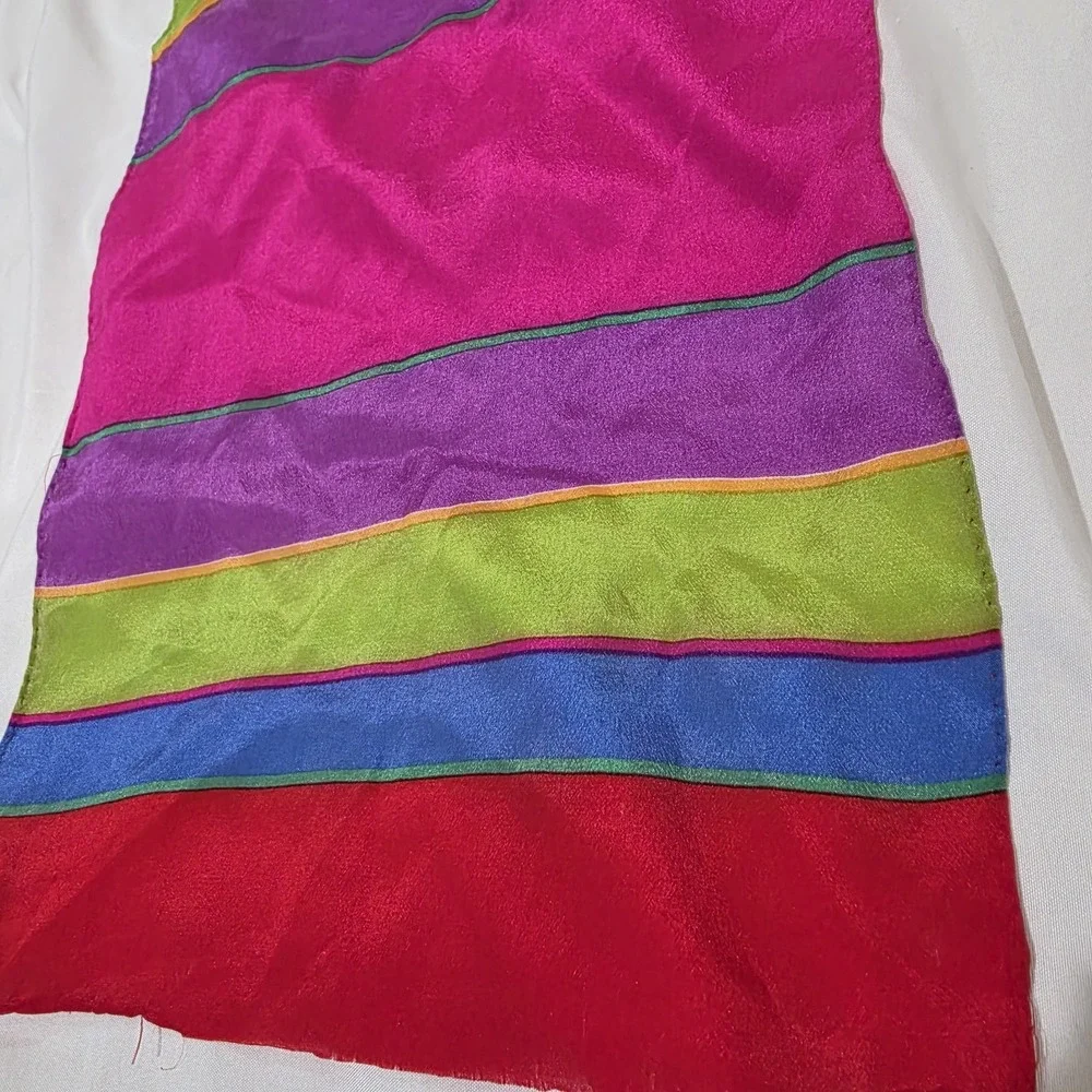 Vintage Liz Claiborne‎ Silk Scarf Colorblock 90S Retro Bold Luxury